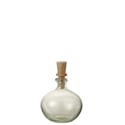 Bouteille ronde avec bouchon en verre transparent 14x14x20 cm