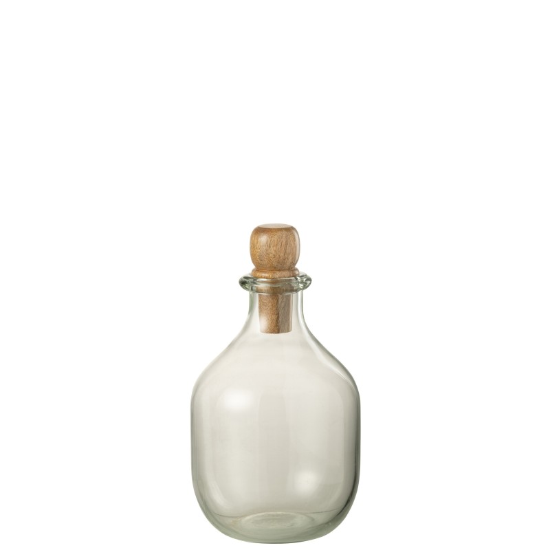 Bouteille avec bouchon en verre transparent 13x13x25 cm