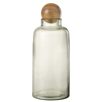Vase avec boule en verre transparent 16x16x37 cm