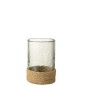 Vase avec dessous jute en verre transparent 14x14x20 cm Vase avec dessous jute en verre transparent 14x14x20 cm