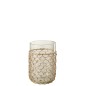 Vase avec filet rotin en verre transparent 14x14x21 cm Vase avec filet rotin en verre transparent 14x14x21 cm