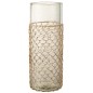 Vase avec filet rotin en verre transparent 18x18x43 cm Vase avec filet rotin en verre transparent 18x18x43 cm