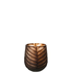 Vase sculpté en verre marron 16x16x17 cm