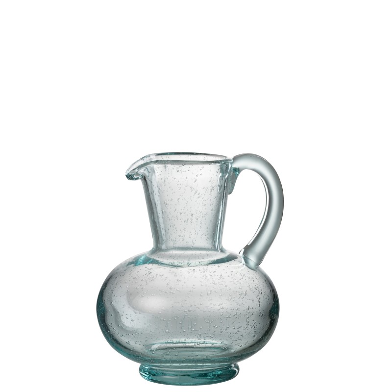 Carafe boule en verre bleu 17x15x21 cm