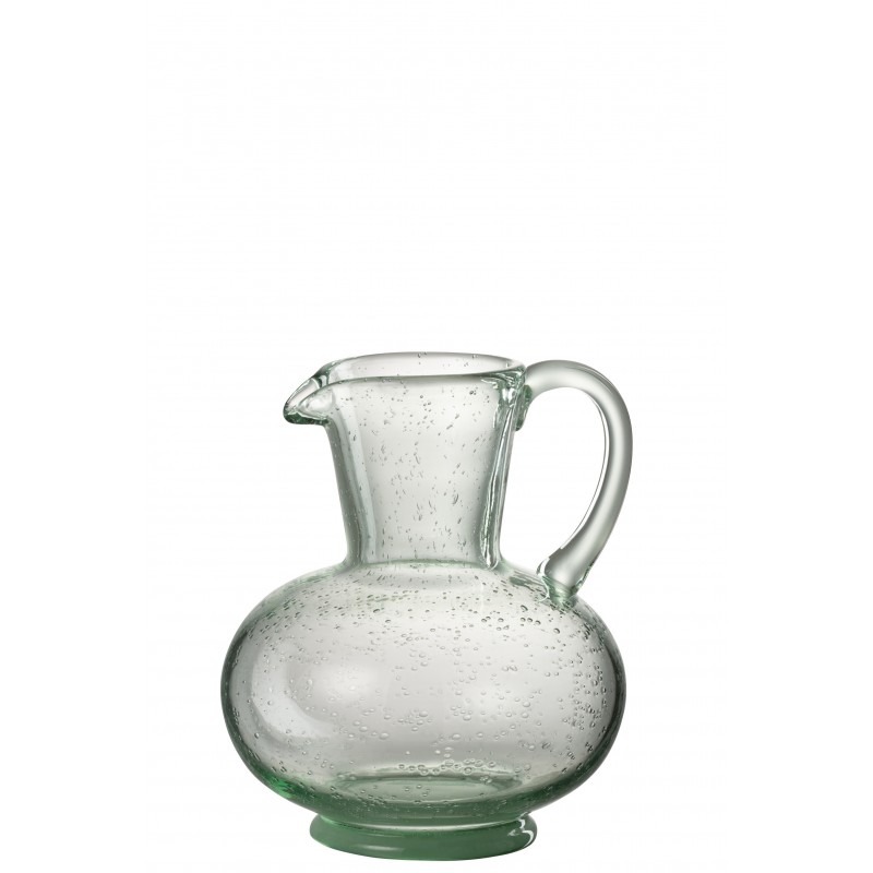 Carafe boule en verre vert 17x15x21 cm