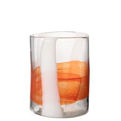 VASE IGGY VERRE BLANC/ORANGE SMALL