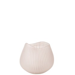 Vase lignes en verre rose 21x22x21 cm