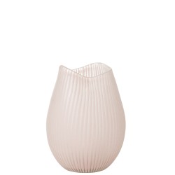 Vase lignes en verre rose 20x20x31 cm