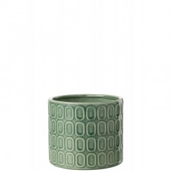 Cache-pot ovale à motifs en céramique vert 16x16x14 cm