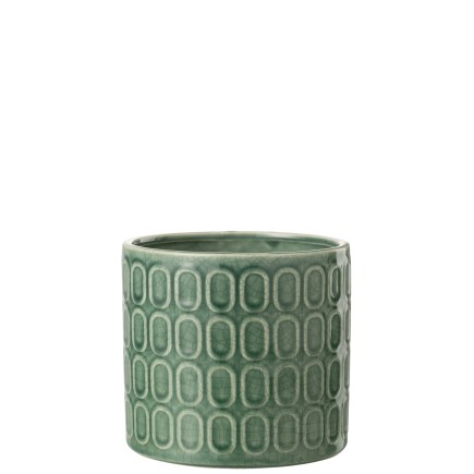 Vaso di fiori ovale in ceramica verde 17x17x16 cm