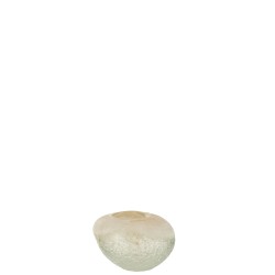 Vase boule en verre beige 13x13x10 cm