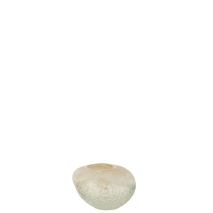 Vase boule en verre beige 13x13x10 cm