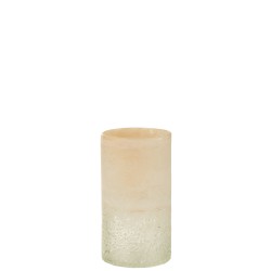 Vase cylindre en verre beige 12x12x23 cm