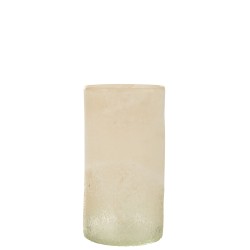 Vase cylindre en verre beige 15x15x30 cm