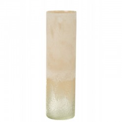 Vase cylindre en verre beige 11x11x41 cm