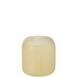 Vase avec lignes en verre jaune 20x20x24 cm