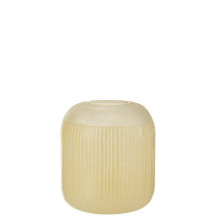 Vase avec lignes en verre jaune 20x20x24 cm