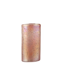 Vase ovale en verre rose 13x8x25 cm