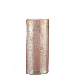 Vase ovale en verre rose 13x9x30 cm