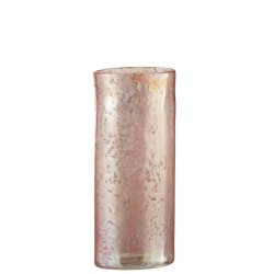 Vase ovale en verre rose 13x9x30 cm