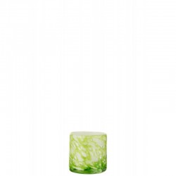 Portavelas de vidrio verde marmolado de 10x10x10 cm