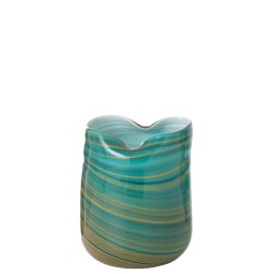 Vase style vague en verre azur 20x19x20 cm