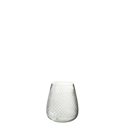 Vase à carreaux en verre transparent 13x13x15 cm