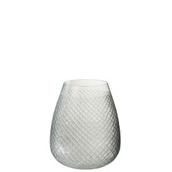 Vase à carreaux en verre transparent 18x18x25 cm