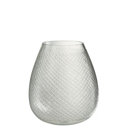 Vase à carreaux en verre transparent 26x26x32 cm