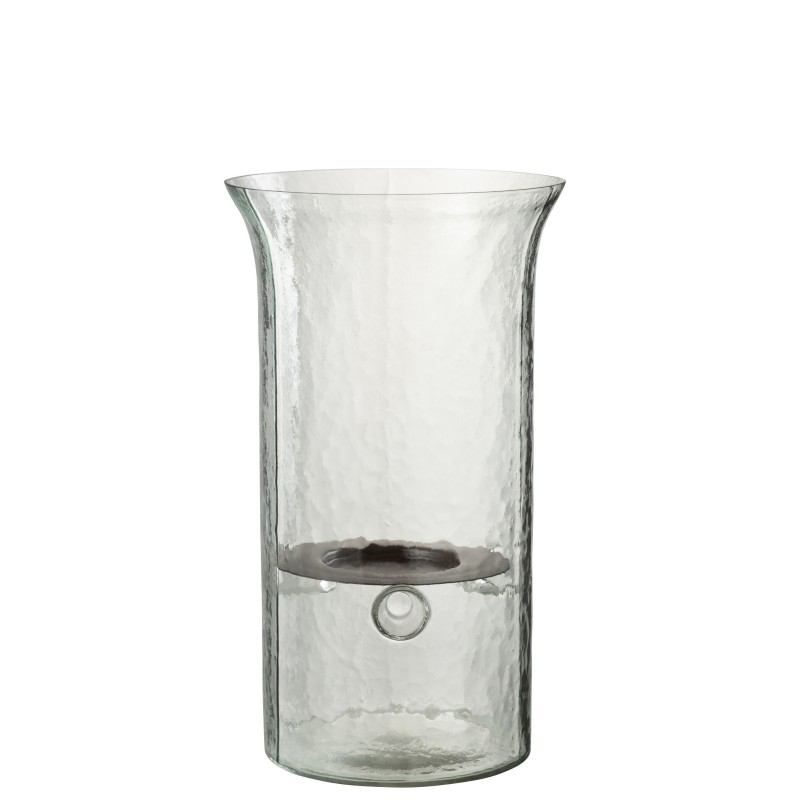 Bougeoir plat en verre transparent 19x19x33 cm Bougeoir plat en verre transparent 19x19x33 cm