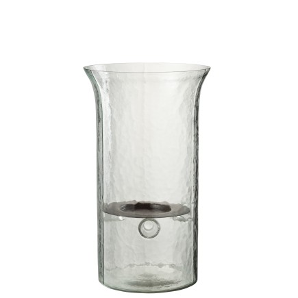 Bougeoir plat en verre transparent 19x19x33 cm