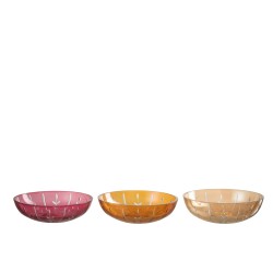 Set de 3 bols feuilles en verre multicouleur 14x14x5 cm