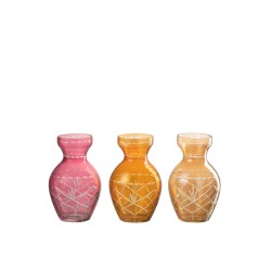 Set de 3 vases à carreaux en verre multicouleur 9x9x15 cm