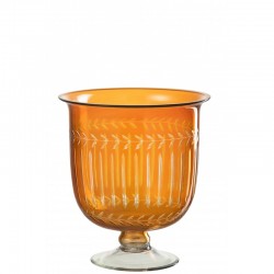 Vase romain à motifs en verre orange 23x23x25 cm