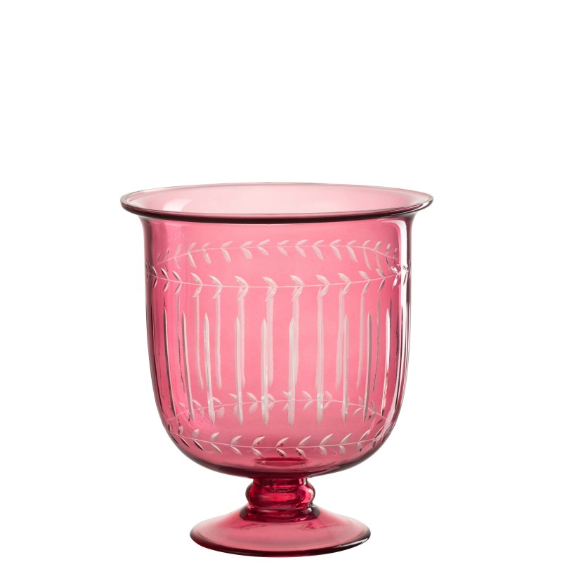 Vase romain à motifs en verre rouge 23x23x26 cm Vase romain à motifs en verre rouge 23x23x26 cm