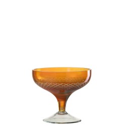 Vaso redondo de vidrio con base de vidrio naranja 12x12x10 cm