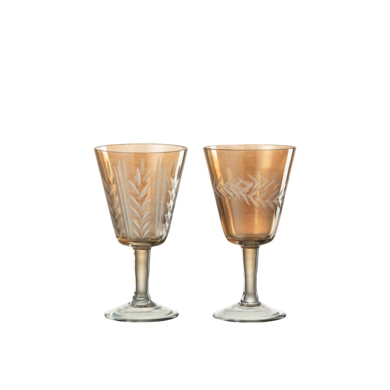 Set de 2 verres à motifs sur pied en verre  9x9x17 cm