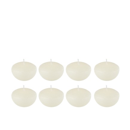 Set de 8 bougies flottantes 4h en parafinne blanc 6x6x4 cm