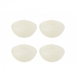 Set de 4 bougies flottantes 8h en parafinne blanc 8x8x4 cm
