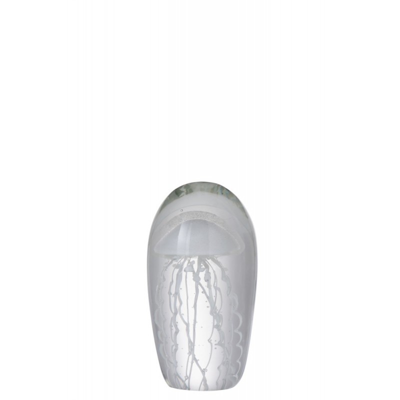 Presse-papier méduse avec tentacules en verre blanc