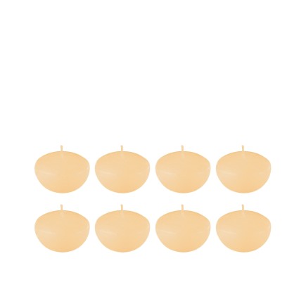 Set de 8 bougies flottantes 4h en parafinne jaune 6x6x3 cm