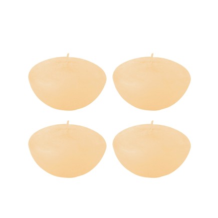 Set de 4 bougies flottantes 8h en parafinne jaune 8x8x4 cm