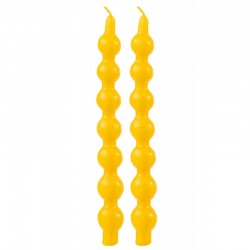 Set de 2 bougies calebasse 5h en parafinne jaune 8x4x31 cm