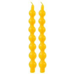 Set de 2 bougies calebasse 5h en parafinne jaune 8x4x31 cm