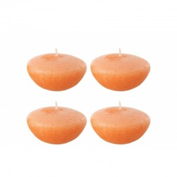 Set de 4 bougies flottantes 8h en parafinne orange 8x8x4 cm