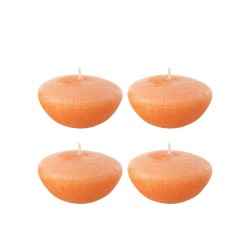 Set de 4 bougies flottantes 8h en parafinne orange 8x8x4 cm