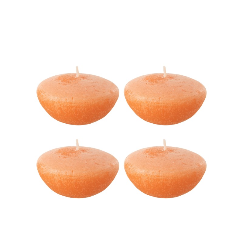 Set de 4 bougies flottantes 8h en parafinne orange 8x8x4 cm Set de 4 bougies flottantes 8h en parafinne orange 8x8x4 cm