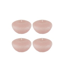 Set de 4 bougies flottantes 8h en parafinne rose 8x8x4 cm