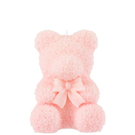 Vela de oso de 25 horas de parafina rosa 14x14x21 cm