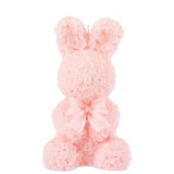 Bougie lapin 25h en parafinne rose 13x13x23 cm